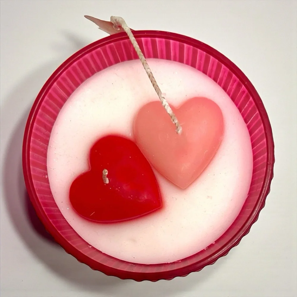 Coquette Heart Candle Pink Glass Jar Teddy Bear Charm NWT